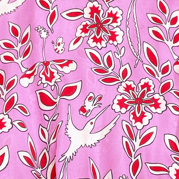 RHODE NWT Caroline Pink Eden Floral Bird Mini Dress Dolman Sleeve XS - Picture 6 of 7